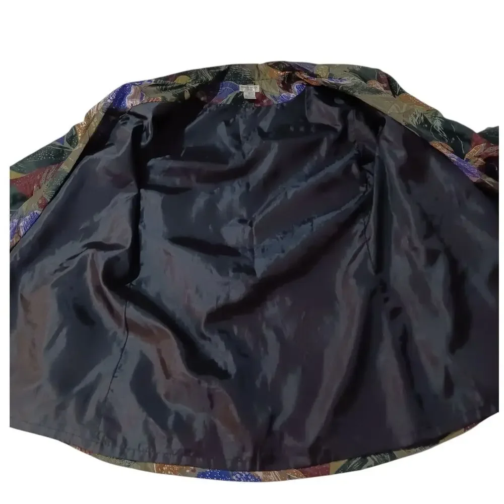 VINTAGE 80s‎ 90s Floral Silk Jacket Blazer M Artsy Tropical Career Office Work